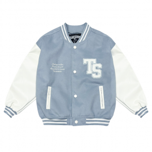 【限量現貨,售完預購】NTHU清大美式經典棒球外套_濛霧灰藍(兒童版)